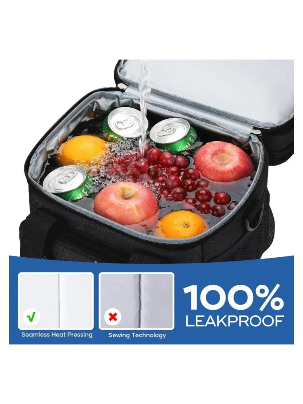 Insulated Double Deck Lunch Bag Leakproof 15L Cooler Box Work Travel